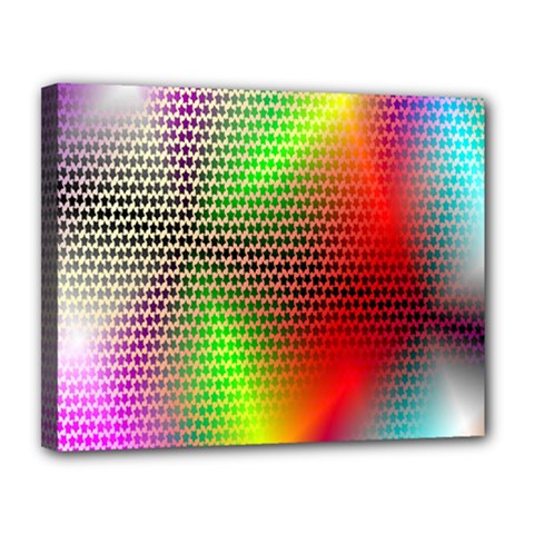 Abstract Rainbow Pattern Colorful Stars Space Canvas 14  X 11  by Mariart