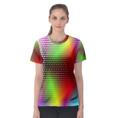 Abstract Rainbow Pattern Colorful Stars Space Women s Sport Mesh Tee