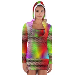 Abstract Rainbow Pattern Colorful Stars Space Long Sleeve Hooded T-shirt
