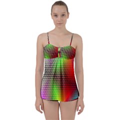 Abstract Rainbow Pattern Colorful Stars Space Babydoll Tankini Set