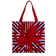 Alternatively Mega British America Red Dragon Zipper Grocery Tote Bag by Mariart