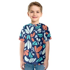 Blue Tossed Flower Floral Kids  Sport Mesh Tee