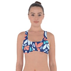 Blue Tossed Flower Floral Got No Strings Sports Bra by Mariart