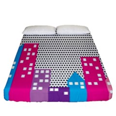 Building Polka City Rainbow Fitted Sheet (queen Size) by Mariart