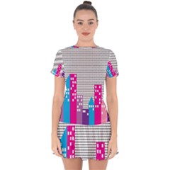 Building Polka City Rainbow Drop Hem Mini Chiffon Dress by Mariart