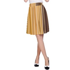 Brown Verticals Lines Stripes Colorful A-line Skirt