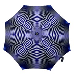 Blue Lines Iterative Art Wave Chevron Hook Handle Umbrellas (small)