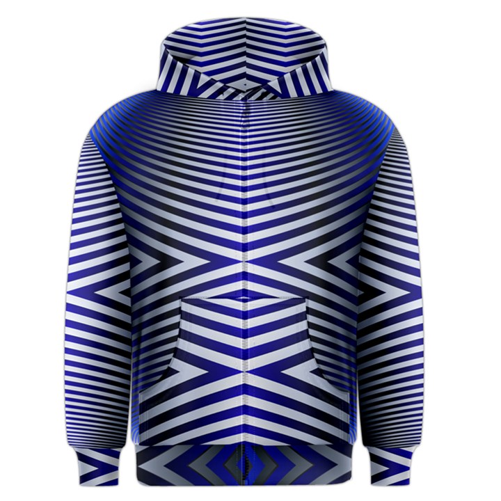 Blue Lines Iterative Art Wave Chevron Men s Zipper Hoodie