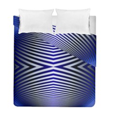 Blue Lines Iterative Art Wave Chevron Duvet Cover Double Side (full/ Double Size)