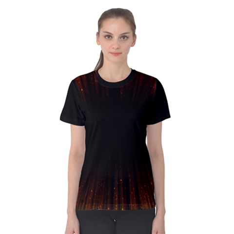 Colorful Light Ray Border Animation Loop Orange Motion Background Space Women s Cotton Tee by Mariart