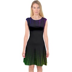 Colorful Light Ray Border Animation Loop Rainbow Motion Background Space Capsleeve Midi Dress by Mariart