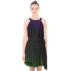 Colorful Light Ray Border Animation Loop Rainbow Motion Background Space Halter Collar Waist Tie Chiffon Dress by Mariart