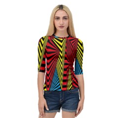 Door Pattern Line Abstract Illustration Waves Wave Chevron Red Blue Yellow Black Quarter Sleeve Raglan Tee