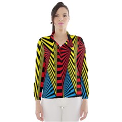 Door Pattern Line Abstract Illustration Waves Wave Chevron Red Blue Yellow Black Wind Breaker (women) by Mariart