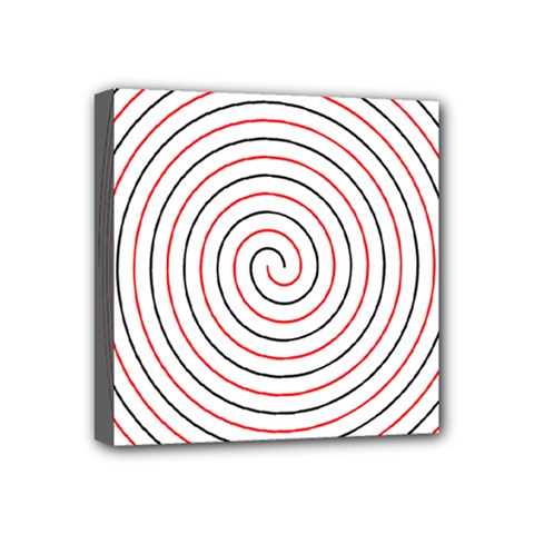Double Line Spiral Spines Red Black Circle Mini Canvas 4  X 4  by Mariart