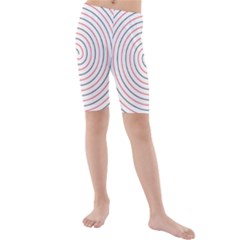Double Line Spiral Spines Red Black Circle Kids  Mid Length Swim Shorts