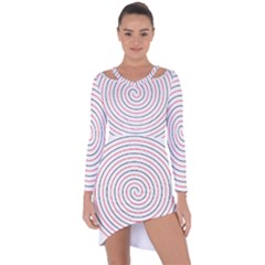 Double Line Spiral Spines Red Black Circle Asymmetric Cut-out Shift Dress