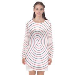 Double Line Spiral Spines Red Black Circle Long Sleeve Chiffon Shift Dress 