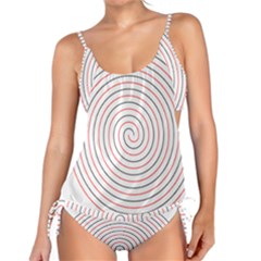 Double Line Spiral Spines Red Black Circle Tankini Set by Mariart
