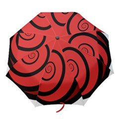 Double Spiral Thick Lines Black Red Folding Umbrellas by Mariart