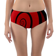 Double Spiral Thick Lines Black Red Reversible Mid-waist Bikini Bottoms by Mariart