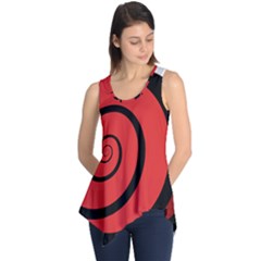 Double Spiral Thick Lines Black Red Sleeveless Tunic