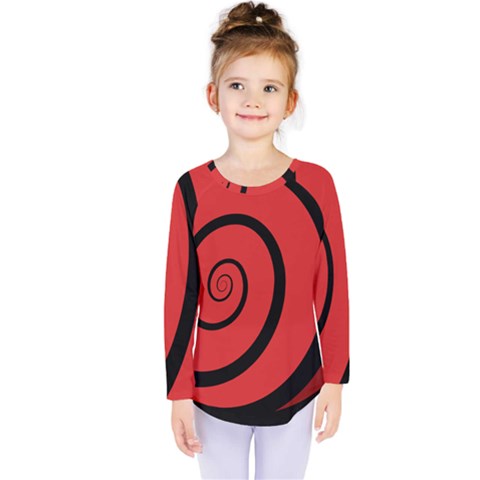 Double Spiral Thick Lines Black Red Kids  Long Sleeve Tee by Mariart