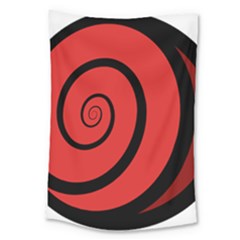 Double Spiral Thick Lines Black Red Large Tapestry