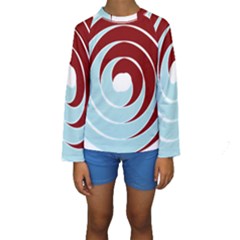 Double Spiral Thick Lines Blue Red Kids  Long Sleeve Swimwear