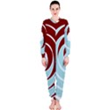 Double Spiral Thick Lines Blue Red OnePiece Jumpsuit (Ladies)  View1
