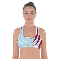 Double Spiral Thick Lines Blue Red Cross Back Sports Bra by Mariart
