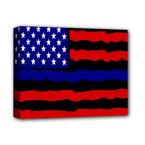 Flag American Line Star Red Blue White Black Beauty Deluxe Canvas 14  X 11 