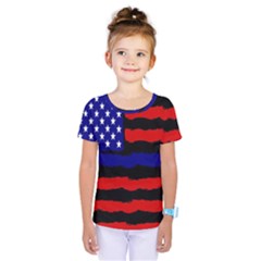 Flag American Line Star Red Blue White Black Beauty Kids  One Piece Tee