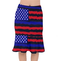 Flag American Line Star Red Blue White Black Beauty Mermaid Skirt