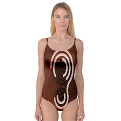 Fan Line Chevron Wave Brown Camisole Leotard 