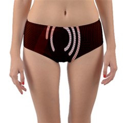 Fan Line Chevron Wave Brown Reversible Mid-Waist Bikini Bottoms