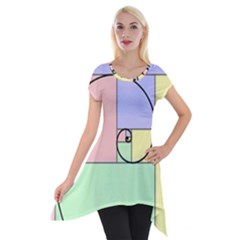 Golden Spiral Logarithmic Color Short Sleeve Side Drop Tunic by Mariart