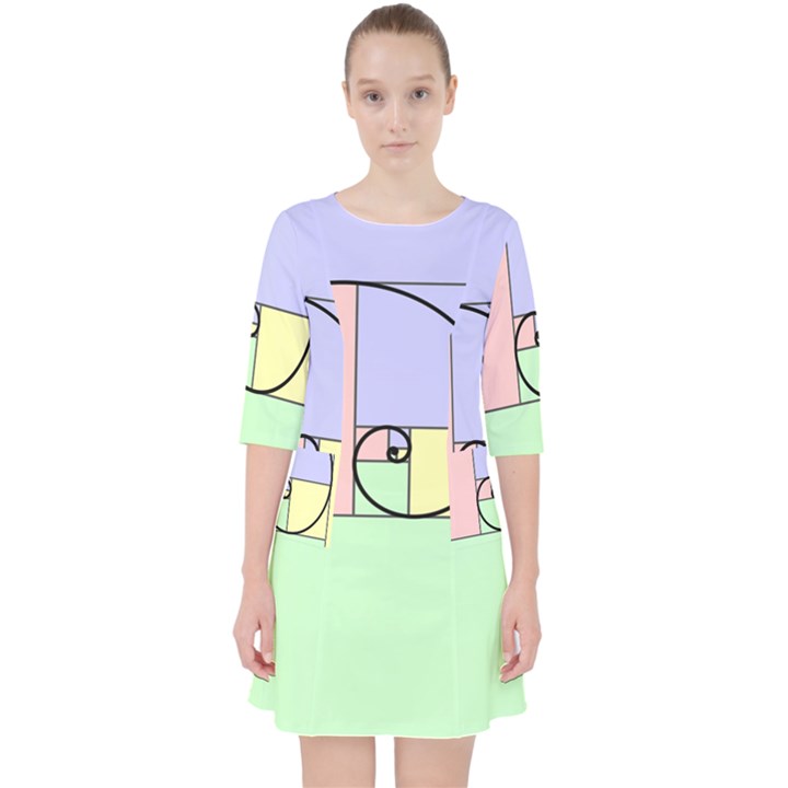 Golden Spiral Logarithmic Color Pocket Dress