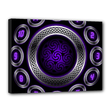 Digital Celtic Clock Template Time Number Purple Canvas 16  X 12 