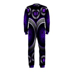 Digital Celtic Clock Template Time Number Purple Onepiece Jumpsuit (kids)