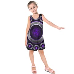 Digital Celtic Clock Template Time Number Purple Kids  Sleeveless Dress