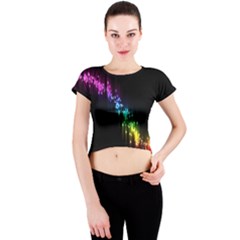Illustration Light Space Rainbow Crew Neck Crop Top by Mariart