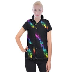 Illustration Light Space Rainbow Women s Button Up Puffer Vest