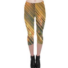 Golden Blue Lines Sparkling Wild Animation Background Space Capri Leggings 