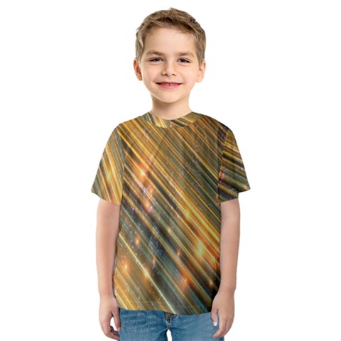 Golden Blue Lines Sparkling Wild Animation Background Space Kids  Sport Mesh Tee by Mariart