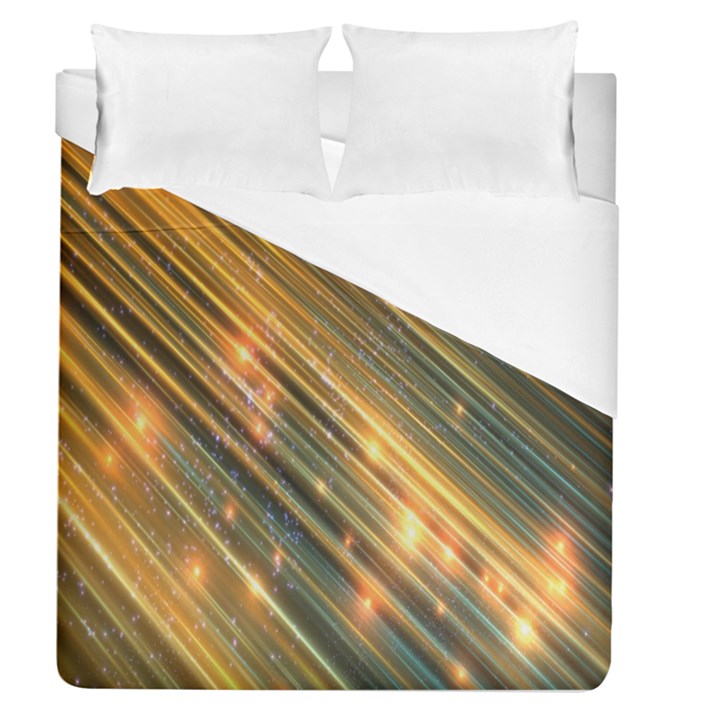 Golden Blue Lines Sparkling Wild Animation Background Space Duvet Cover (Queen Size)