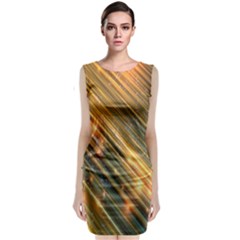 Golden Blue Lines Sparkling Wild Animation Background Space Sleeveless Velvet Midi Dress by Mariart