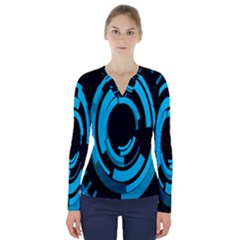 Graphics Abstract Motion Background Eybis Foxe V-neck Long Sleeve Top