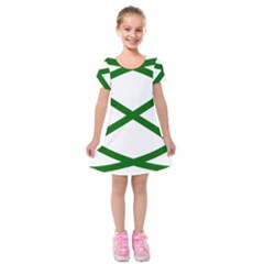 Lissajous Small Green Line Kids  Short Sleeve Velvet Dress