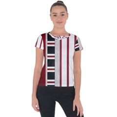 Line Streep Vertical Horizontal Short Sleeve Sports Top  by Mariart